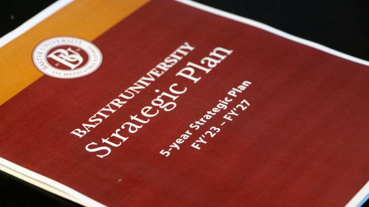 print out of Strategic plan on table